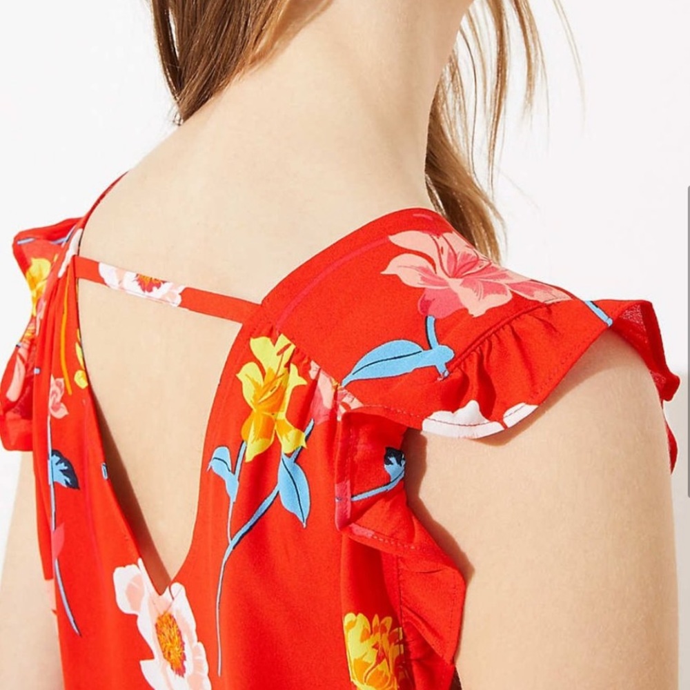 Loft Petite Lily Bar Back Flutter Shell In Red Mp - image 5